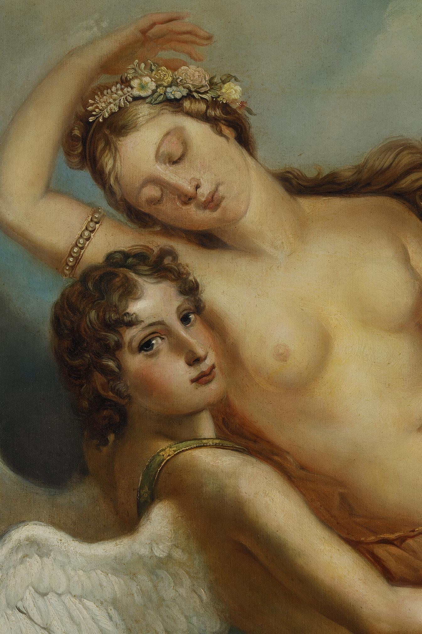 Very large painting of  Psyche and Love, French Neoclassical School For Sale 3