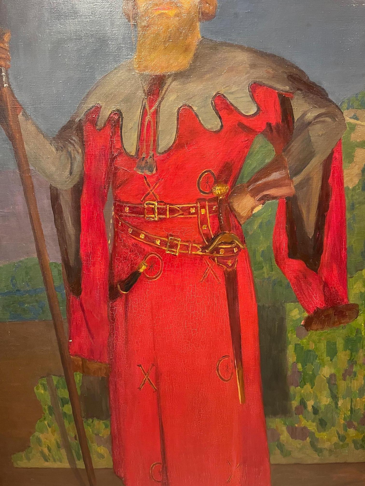 Hand-Painted Very large painting portraying an actor? AF. ROBERTY (1877-1963), circa 1940 For Sale