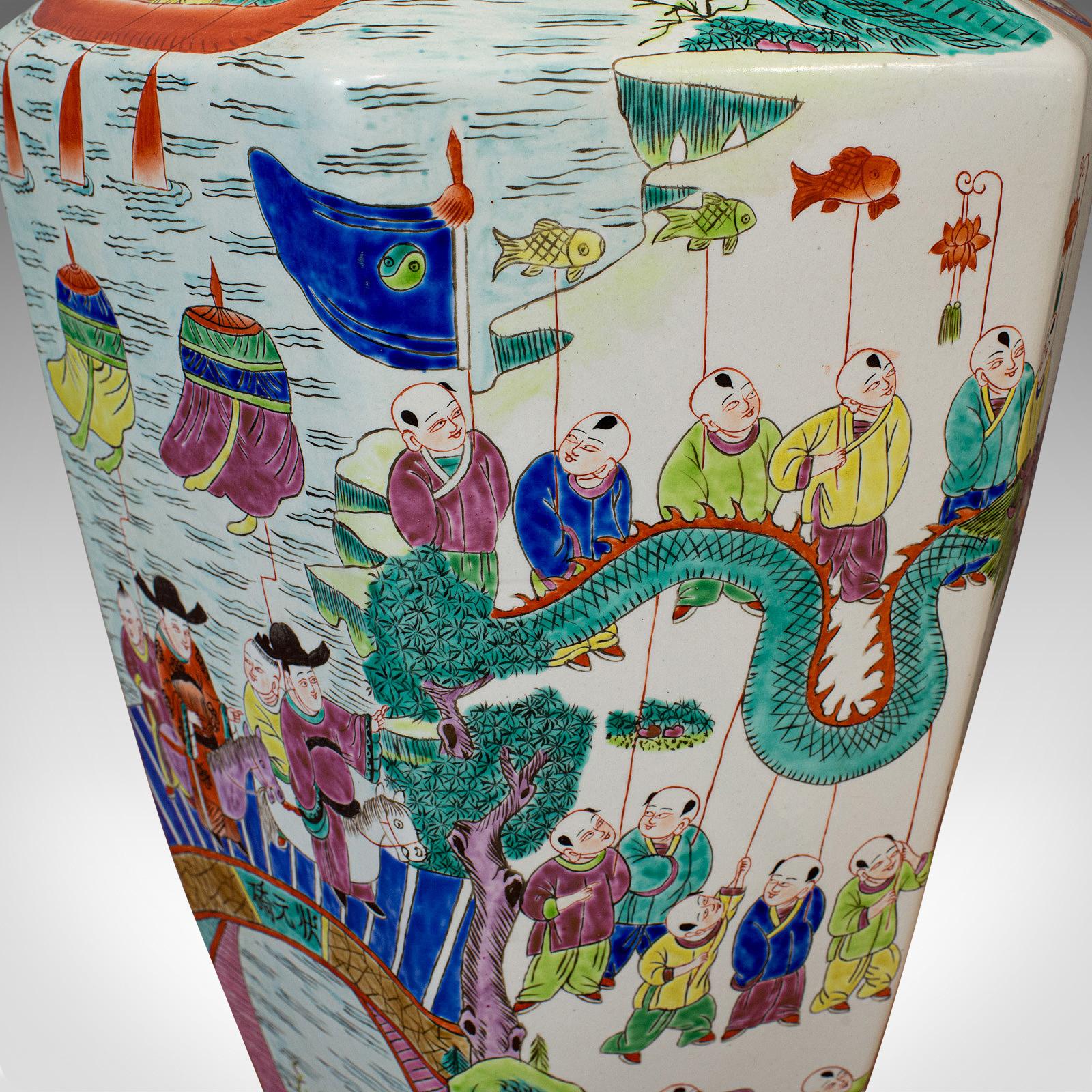 Very Large Pair, Antique Decorative Vases, Oriental, Ceramic, Urn, circa 1900 For Sale 3