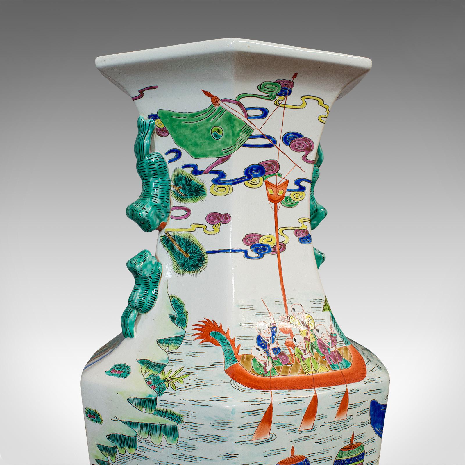20th Century Very Large Pair, Antique Decorative Vases, Oriental, Ceramic, Urn, circa 1900 For Sale