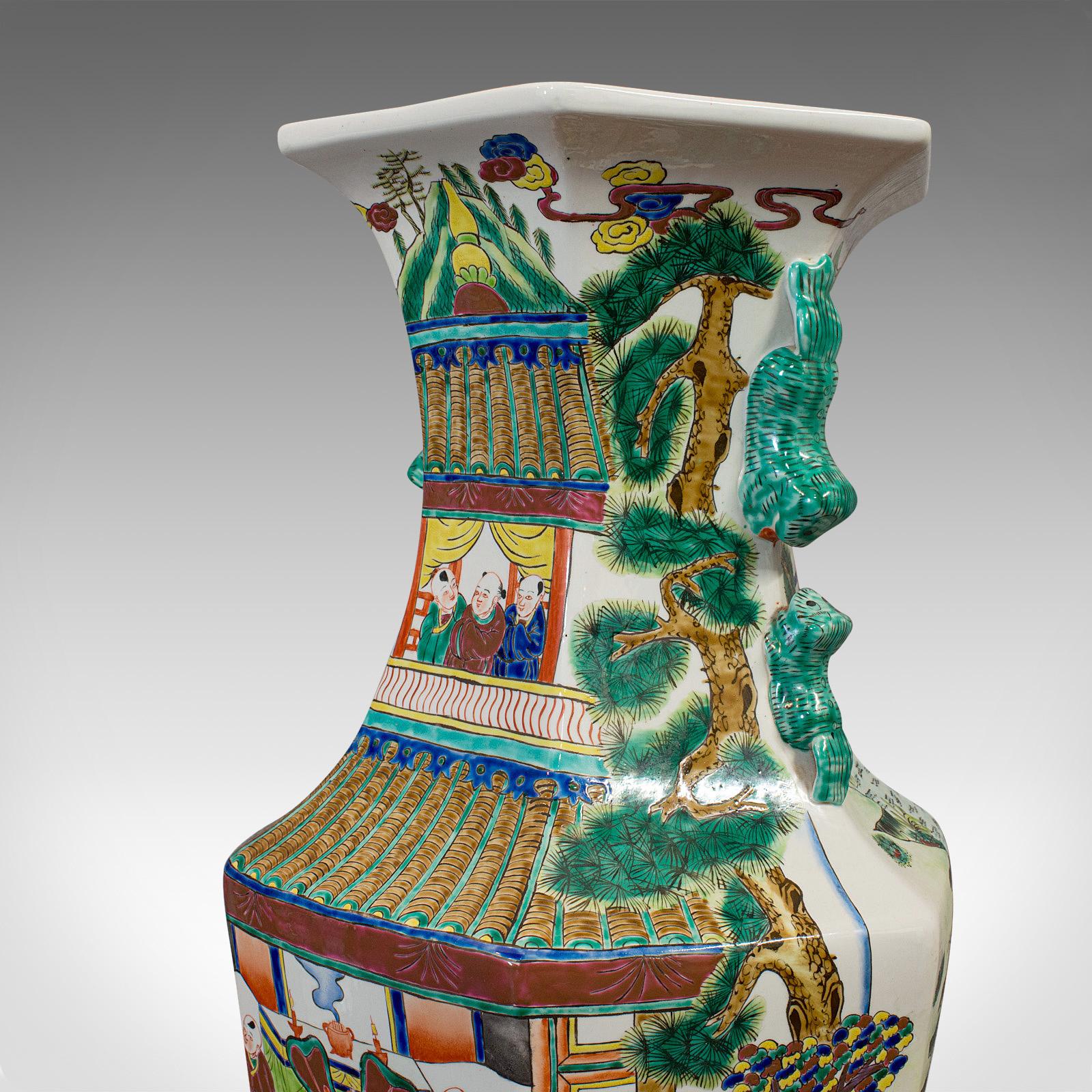 Very Large Pair, Antique Decorative Vases, Oriental, Ceramic, Urn, circa 1900 For Sale 1