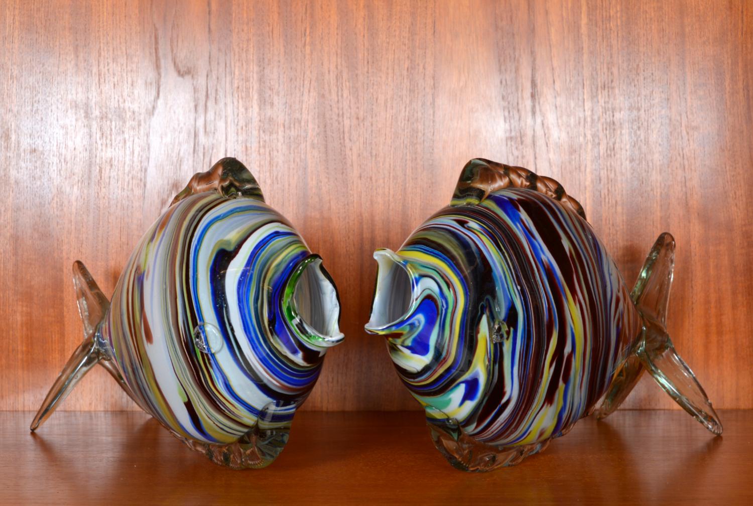Sehr großes Paar Midcentury Murano Glas Fisch Skulpturen Italien 1950er 1960er Venedig im Angebot 11