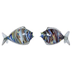 Very Large Pair Midcentury Murano Glass Fish Sculptures Italy 1950s 1960s Venice