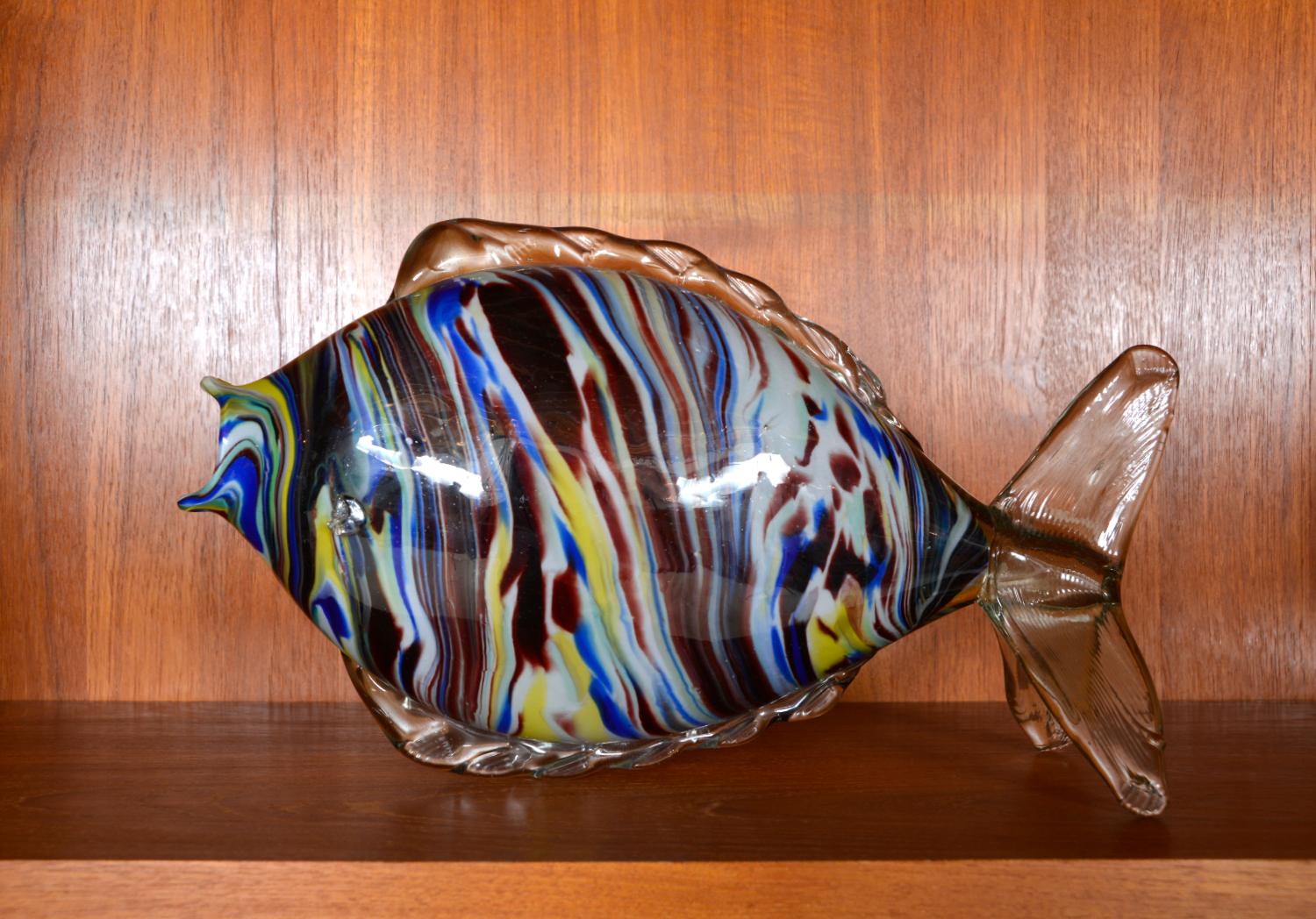 Sehr großes Paar Midcentury Murano Glas Fisch Skulpturen Italien 1950er 1960er Venedig (Glaskunst) im Angebot