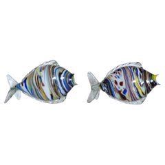 Très grande paire de sculptures de poissons en verre de Murano du milieu du siècle dernier Italie 1950s 1960s Venise