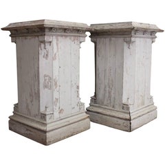 Very Large Pair of 19th Century English Country House Painted Wooden Plinths