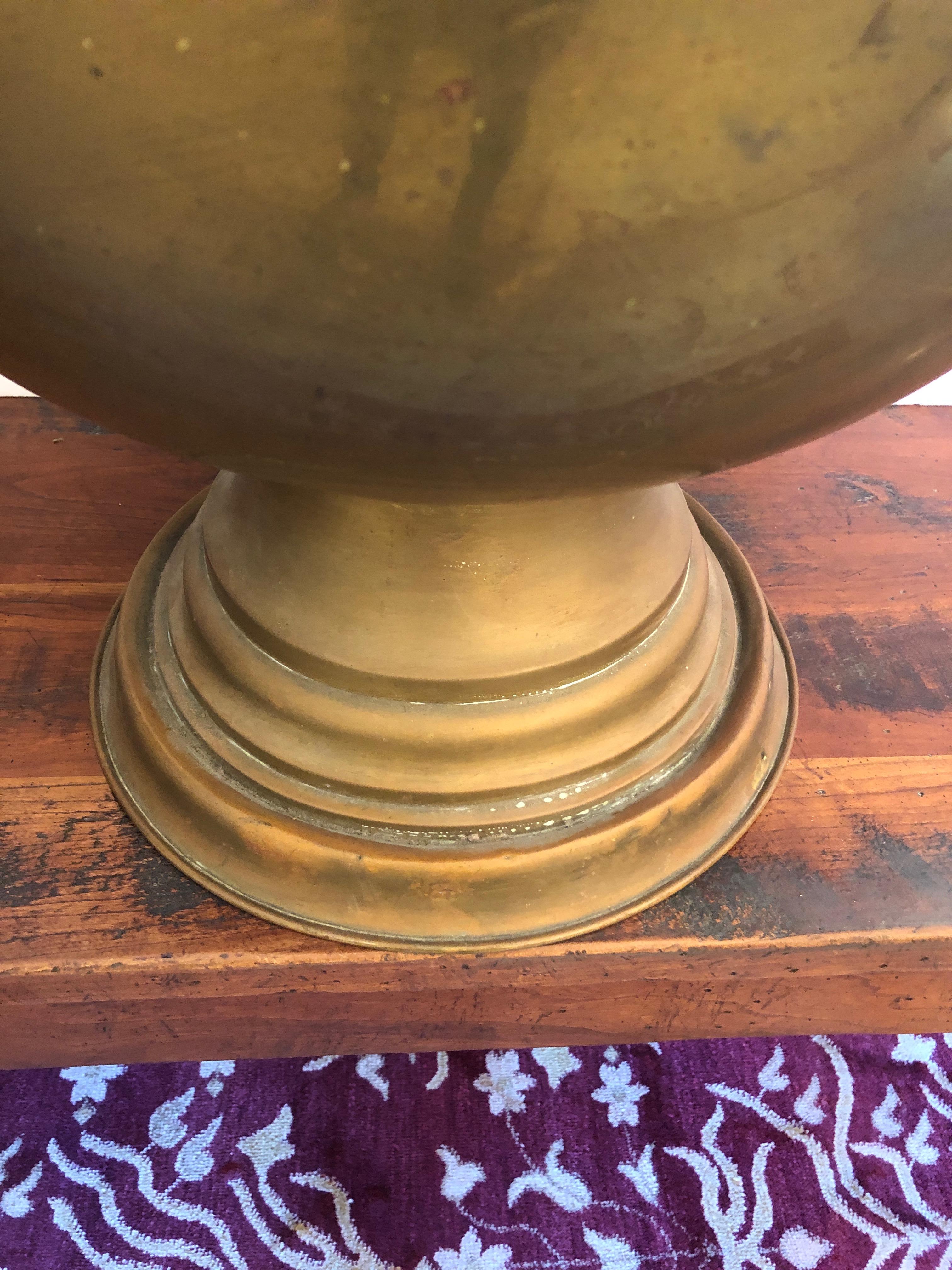 Very Large Pair of 19th Century French Brass Planters Urns or Centerpieces 4