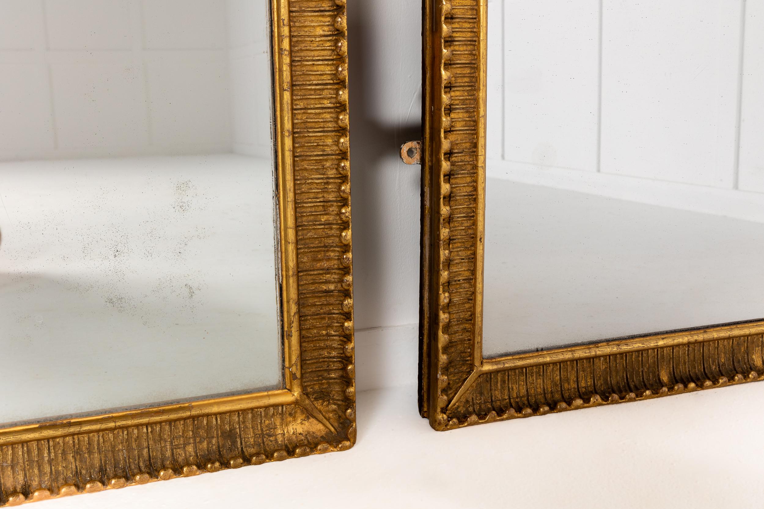 Très grande paire de miroirs dorés français du 19e siècle Excellent état - En vente à Gloucestershire, GB