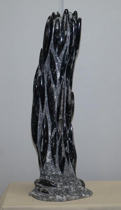 Very Large Pair of 395 Million Year Old Fossilized Orthoceras Art Statues Fossil