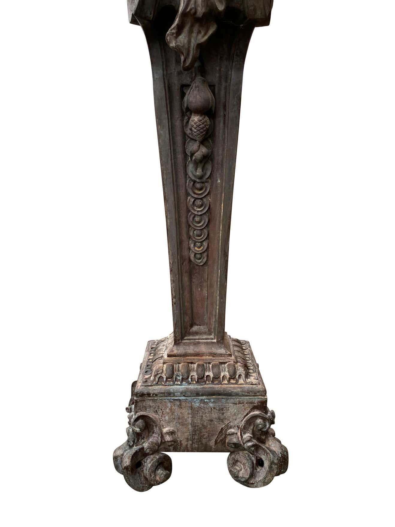 Very Large Pair of Bronze Torchère Figurative Lamps, circa 1920s For Sale 5