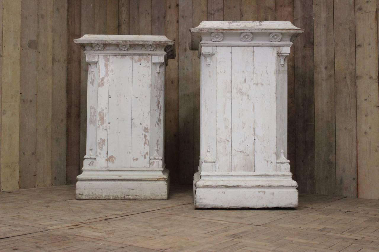 Very Large Pair of 19th Century English Country House Painted Wooden Plinths For Sale 2