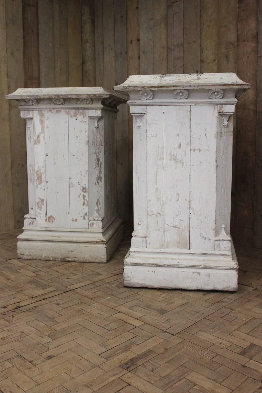 Very Large Pair of 19th Century English Country House Painted Wooden Plinths For Sale 5
