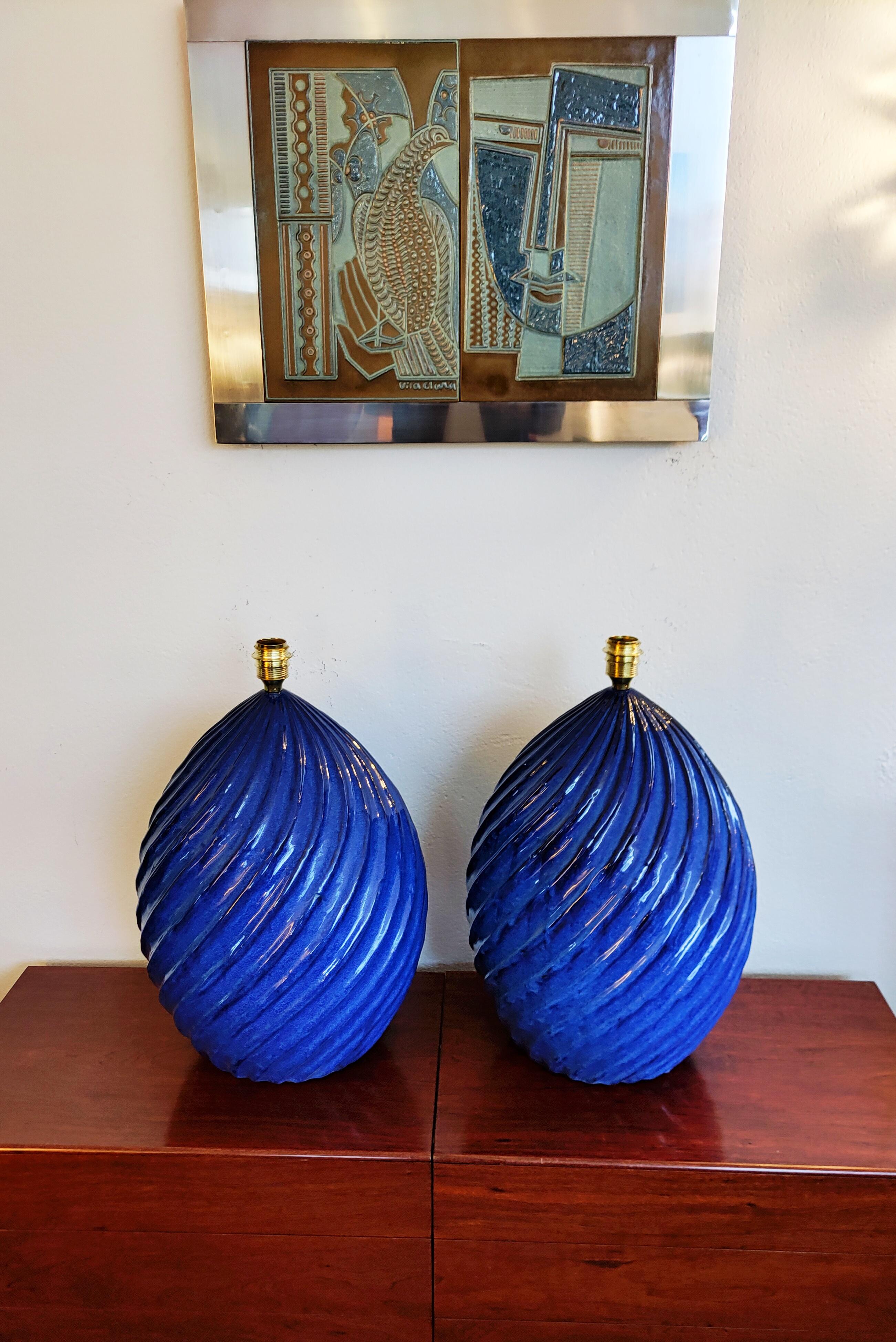 Very Large Pair of Ceramic Table Lamp, Spain 1970s For Sale 5