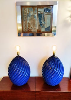 Very Large Pair of Ceramic Table Lamp, Spain 1970s