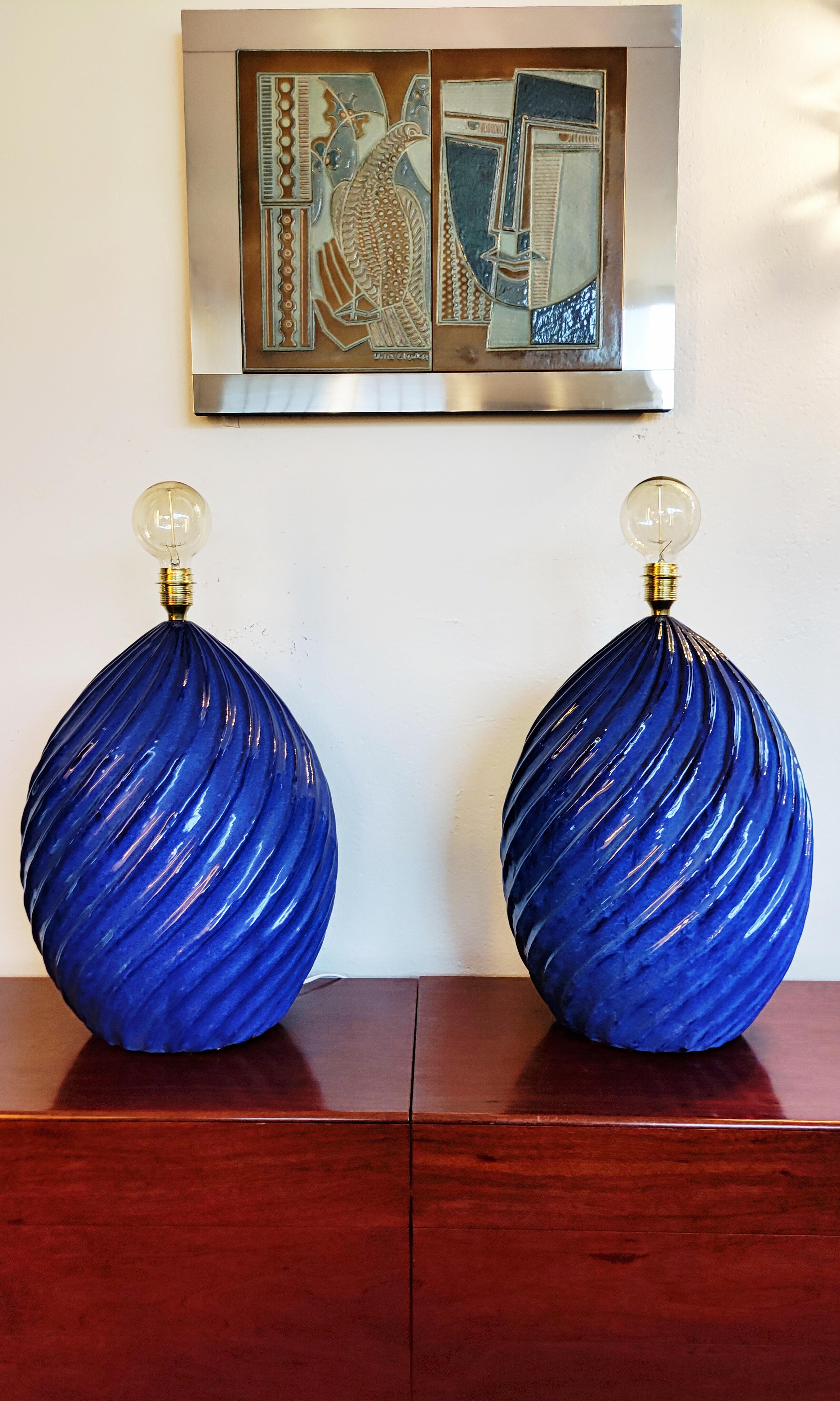 Very Large Pair of Ceramic Table Lamp, Spain 1970s For Sale 3