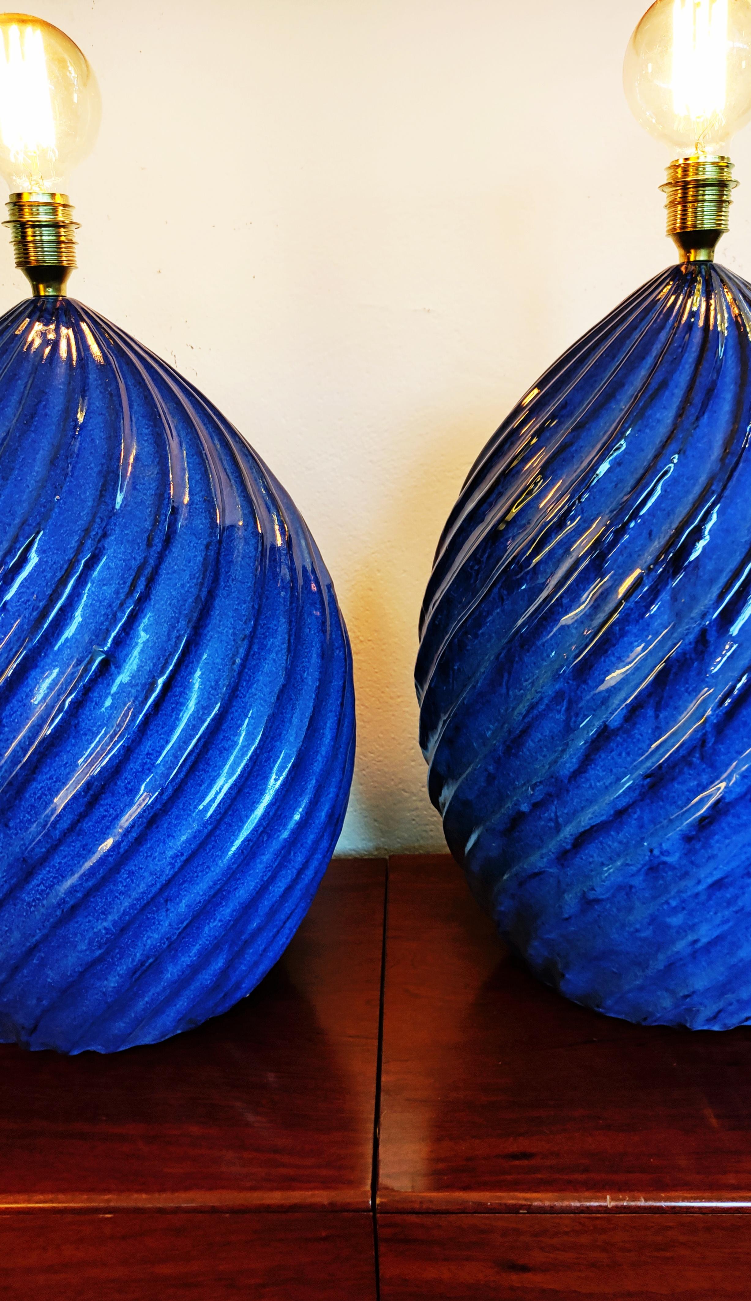 Very Large Pair of Ceramic Table Lamp, Spain 1970s For Sale 4