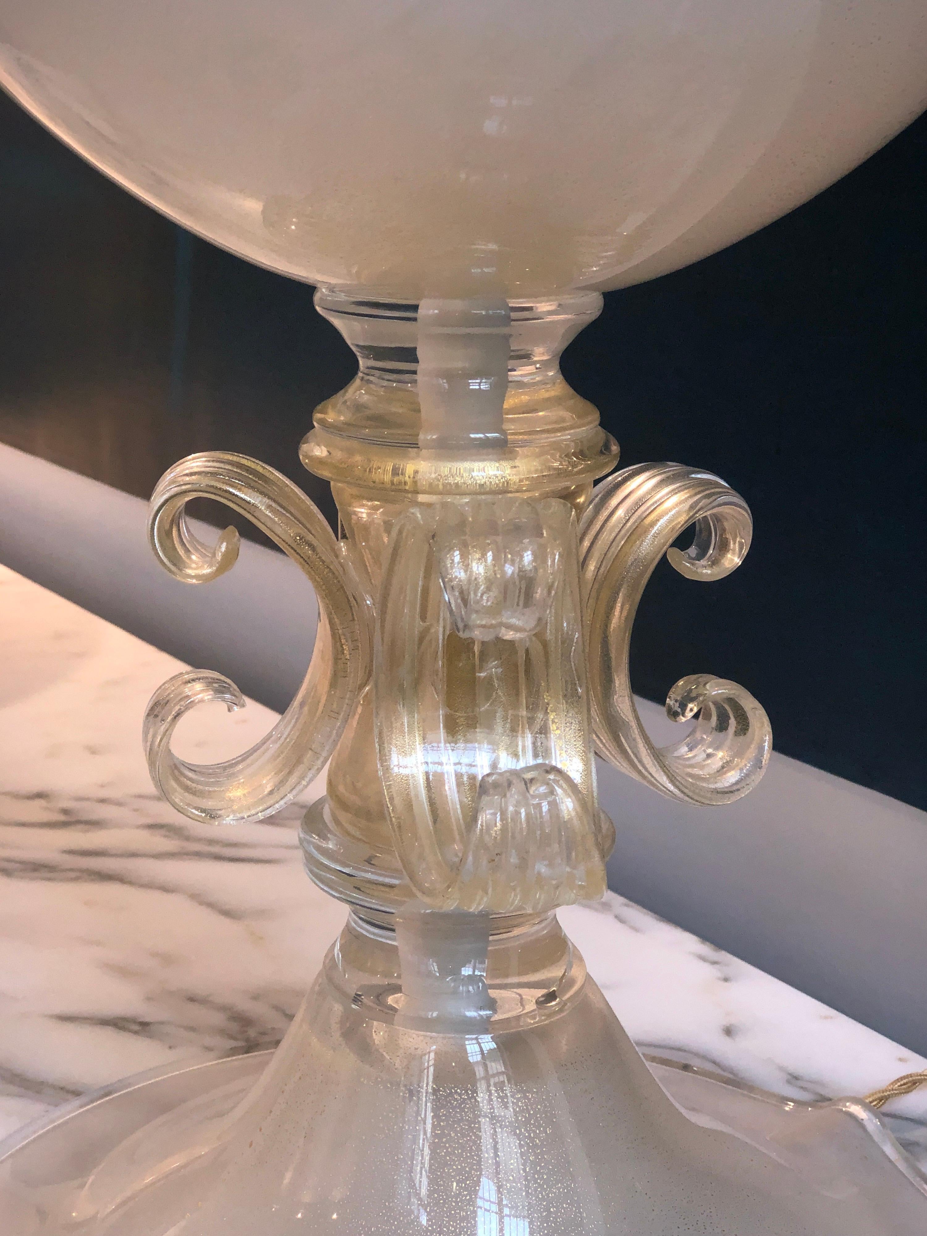 Très grande paire de lampes en verre de Murano avec des perles d'or 24 carats, Pauly & Co. en vente 7