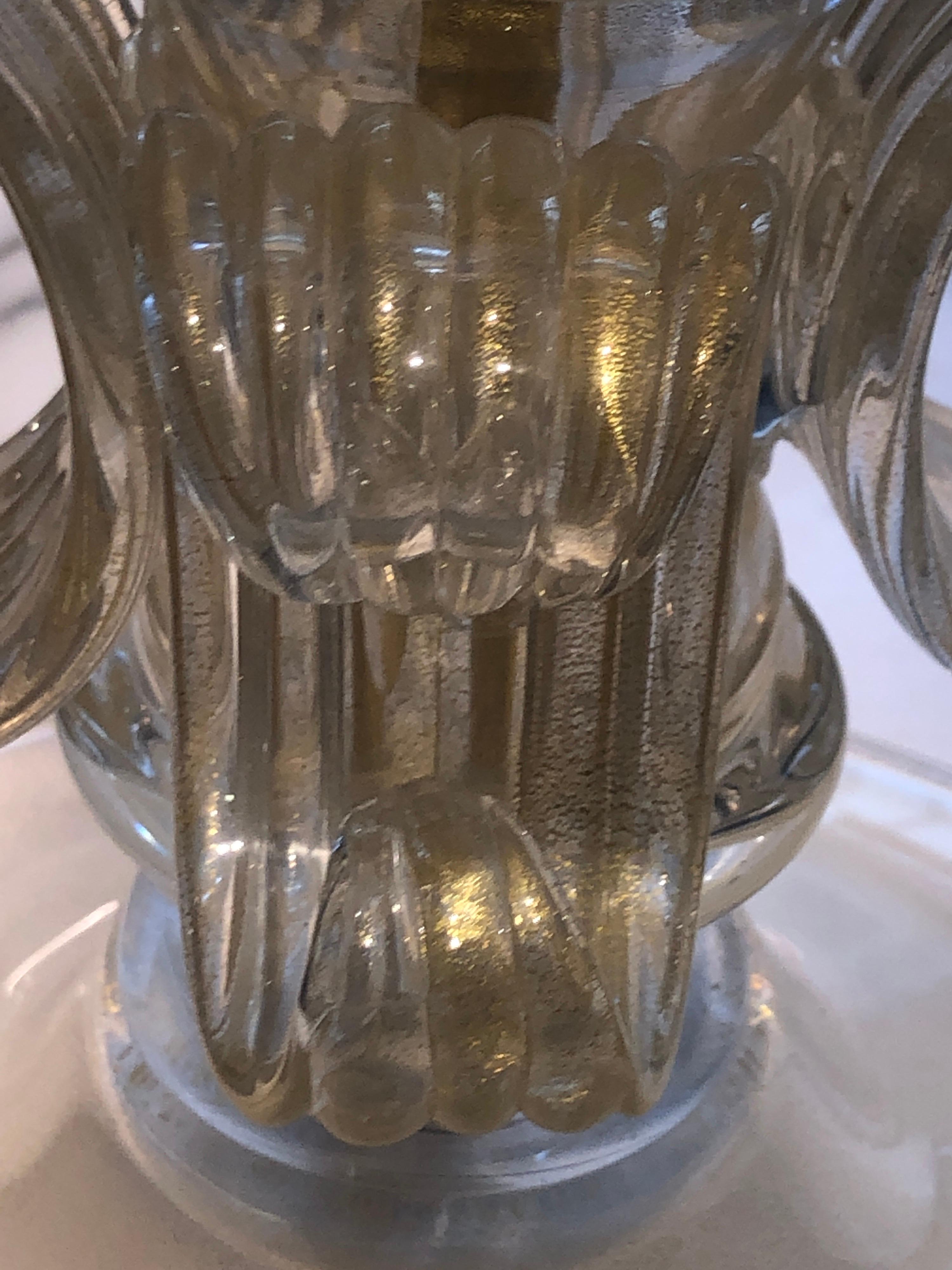 Très grande paire de lampes en verre de Murano avec des perles d'or 24 carats, Pauly & Co. en vente 8