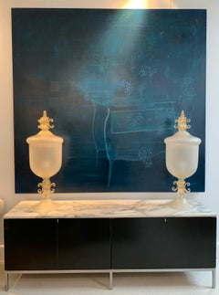 Coppia di lampade molto grandi in vetro di Murano con un sacco di oro a 24 carati, Pauly & Co.