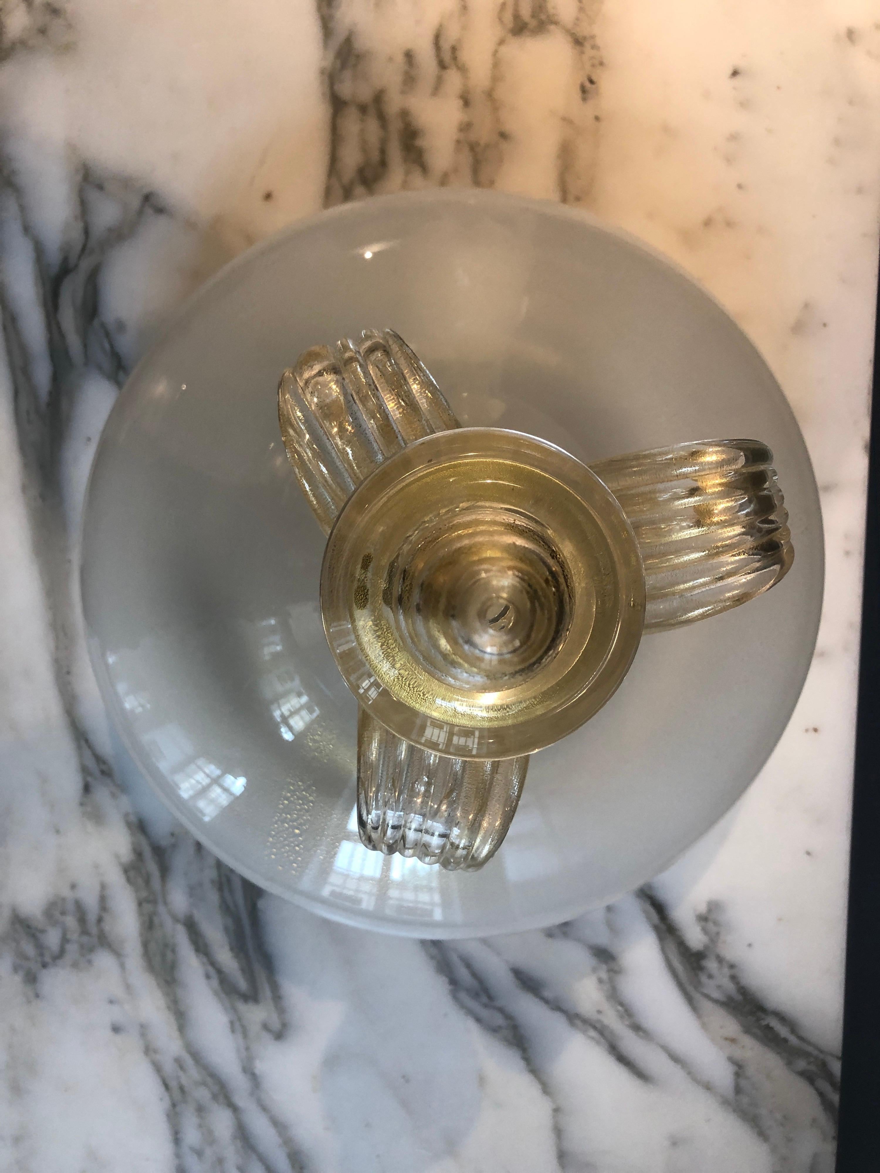 20ième siècle Très grande paire de lampes en verre de Murano avec des perles d'or 24 carats, Pauly & Co. en vente