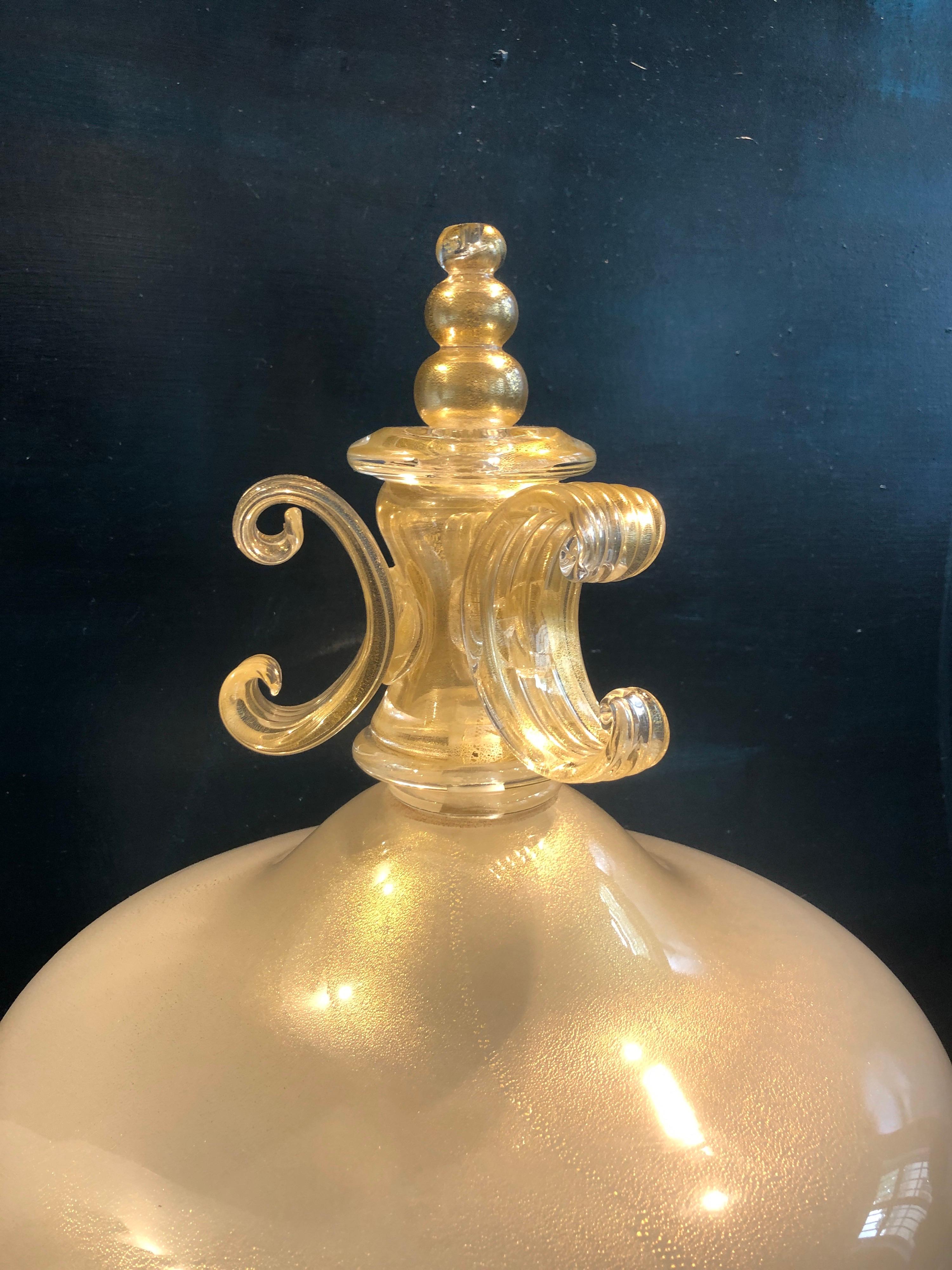 Très grande paire de lampes en verre de Murano avec des perles d'or 24 carats, Pauly & Co. en vente 1