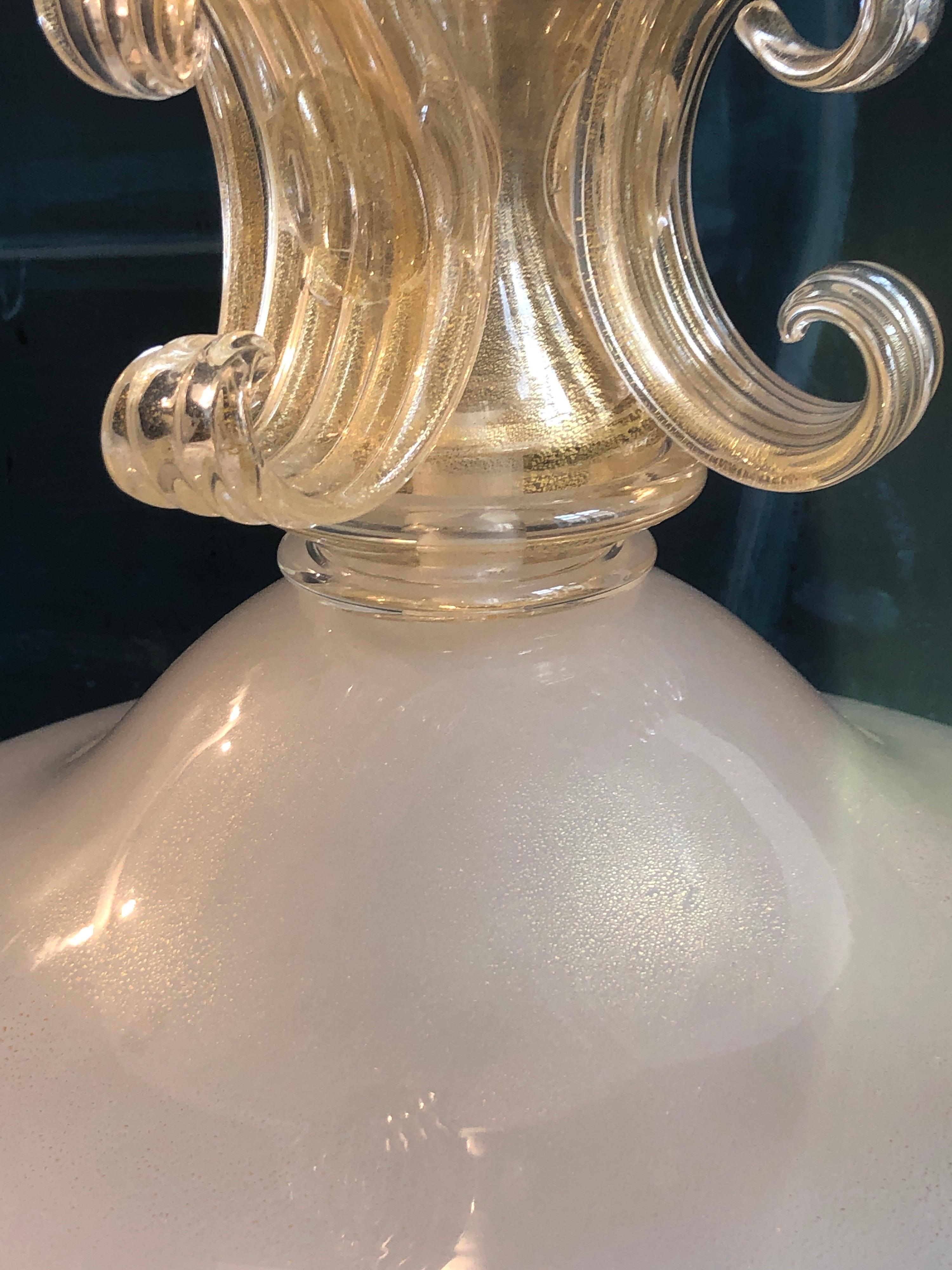 Très grande paire de lampes en verre de Murano avec des perles d'or 24 carats, Pauly & Co. en vente 3