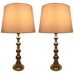 Vintage Very Large Pair of Swedish Nordiska Kompaniet NK Brass Table Lamps, 1950