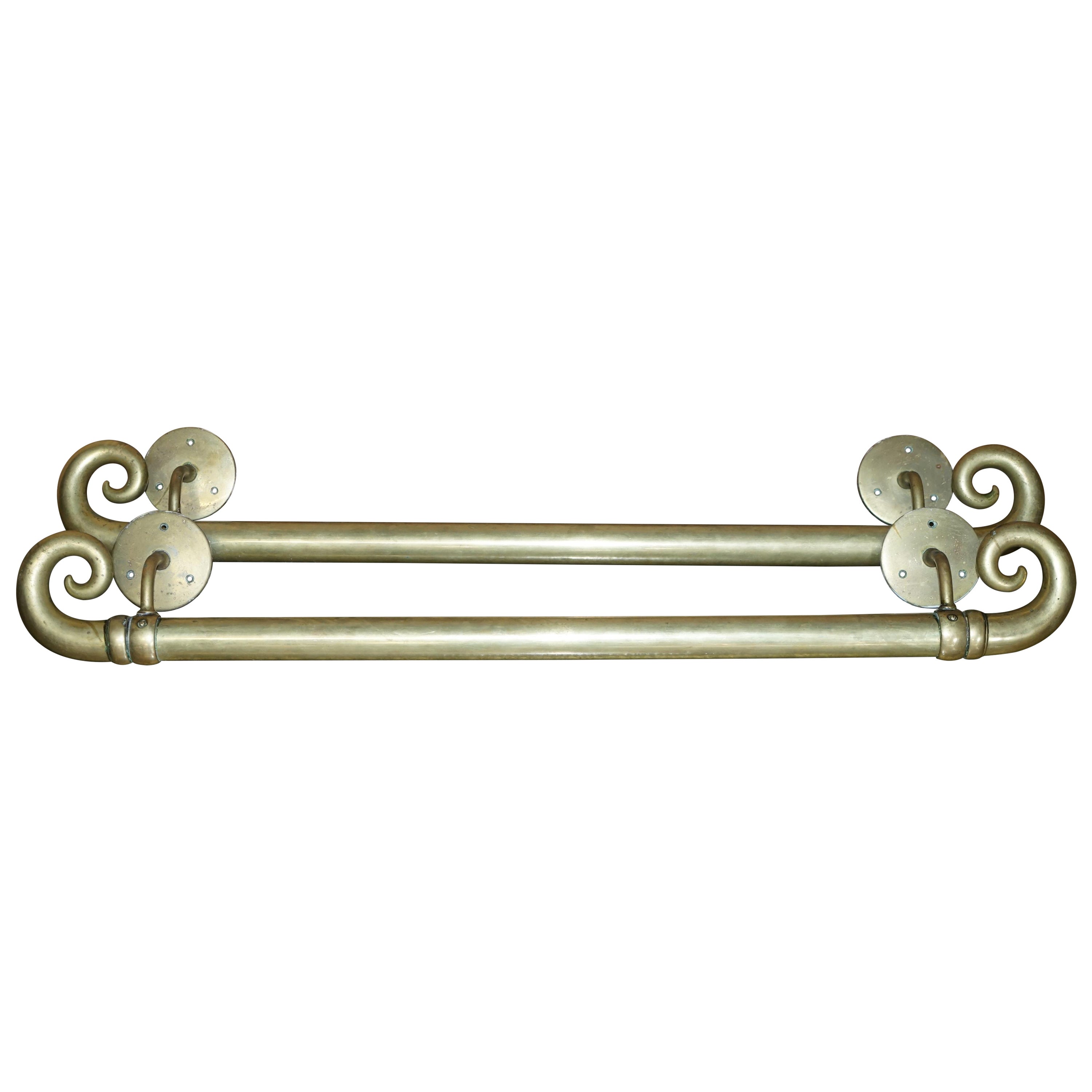 Very Large Pair of Tall Antique Victorian Brass Door Handles / Door Pulls