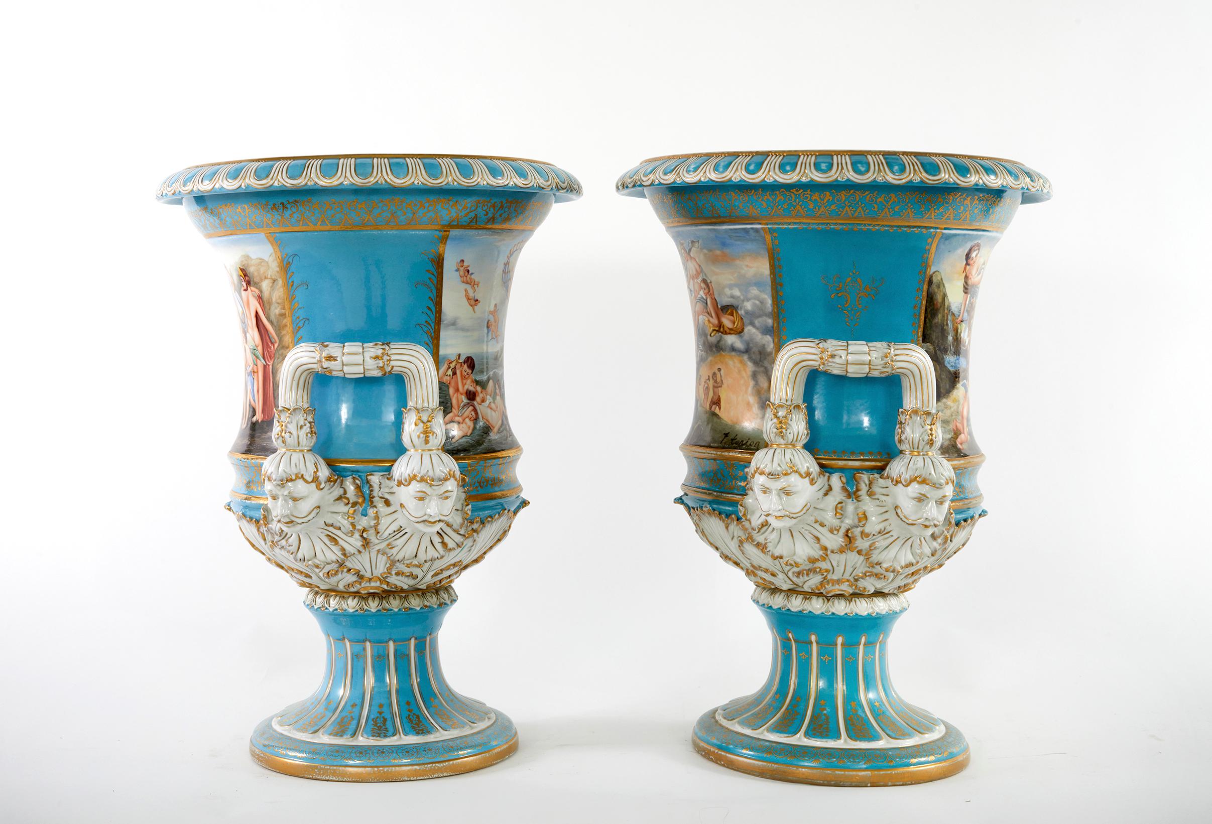 Very Large Pair Sevres Porcelain Campana For Sale 5