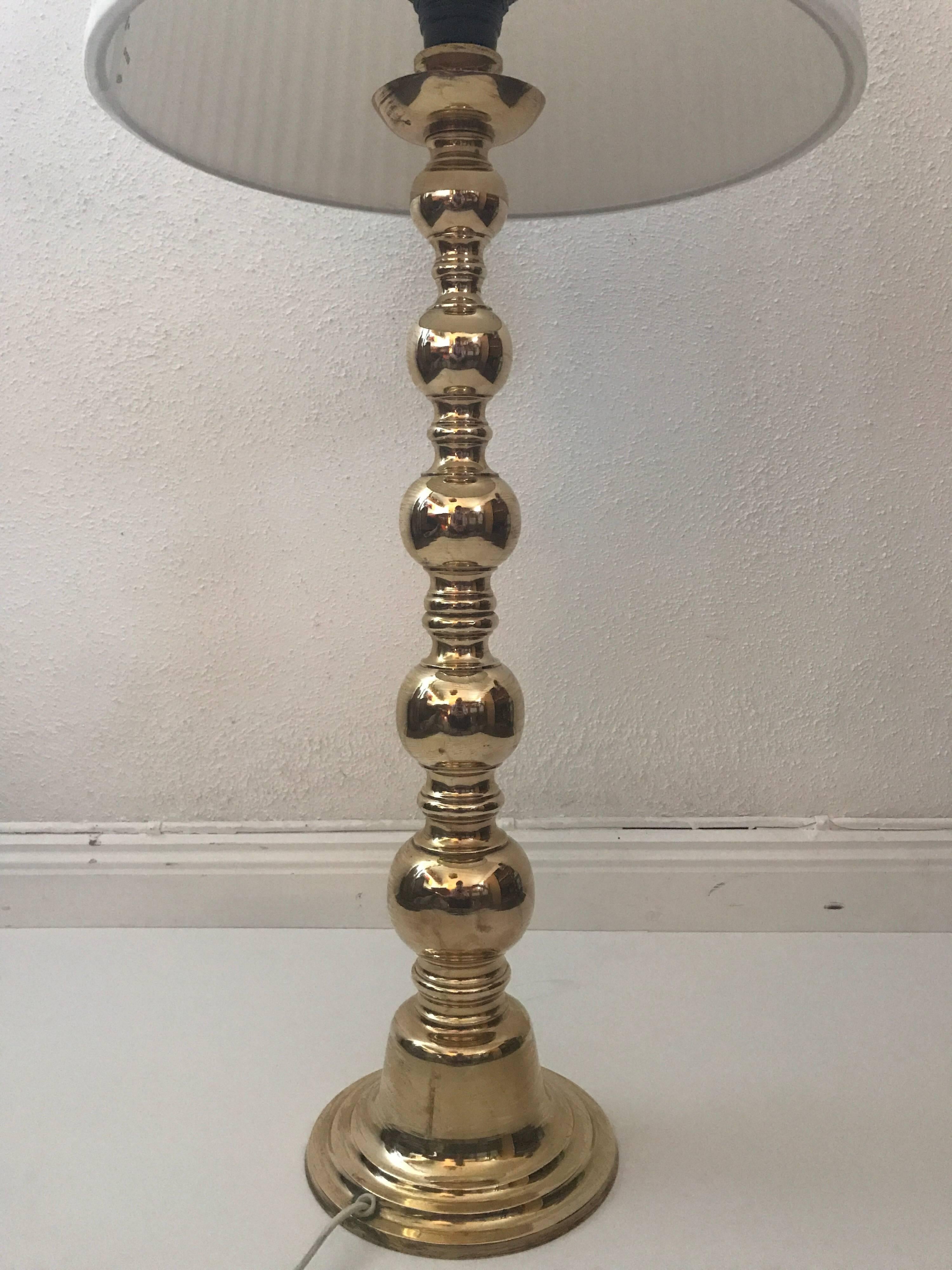 Mid-20th Century Very Large Pair of Swedish Nordiska Kompaniet NK Brass Table Lamps, 1950 For Sale