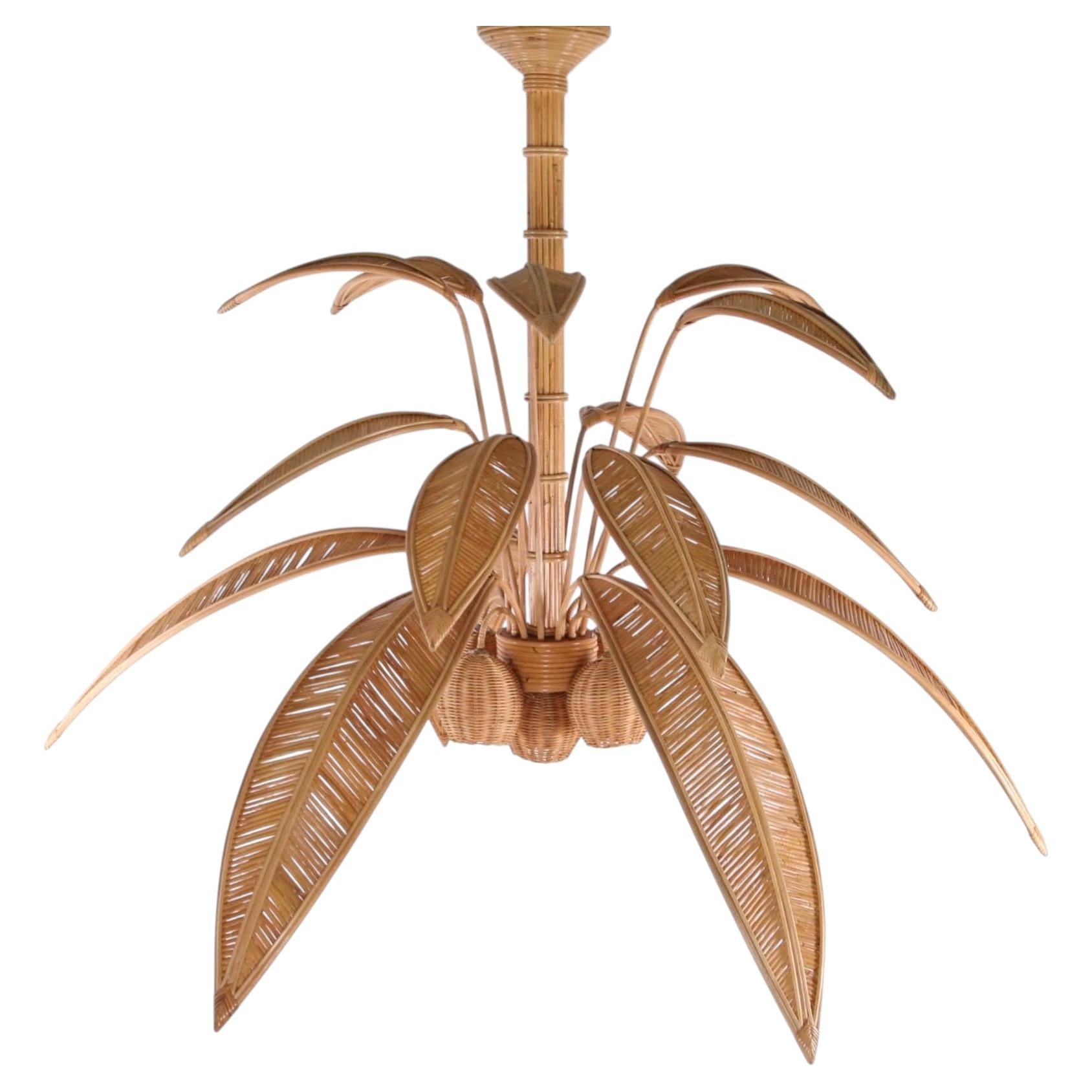 Very large palmtree/coconut rattan chandelier