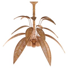 Very large palmtree/coconut rattan chandelier