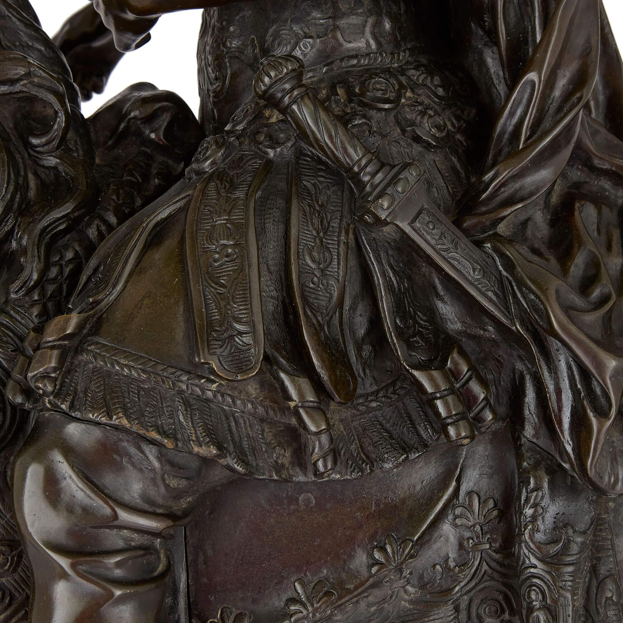 Cast Very Large Patinated Bronze Sculpture of Louis XIV after Girardon For Sale