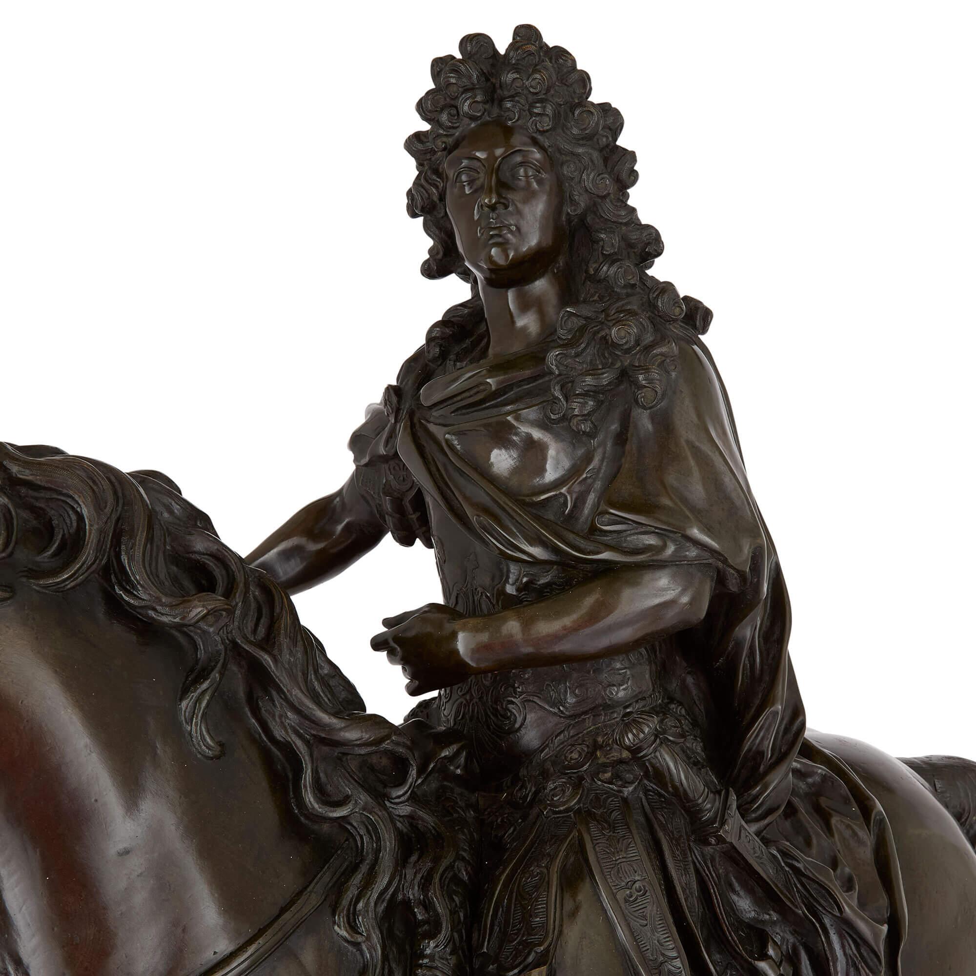 Very Large Patinated Bronze Sculpture of Louis XIV after Girardon In Good Condition For Sale In London, GB