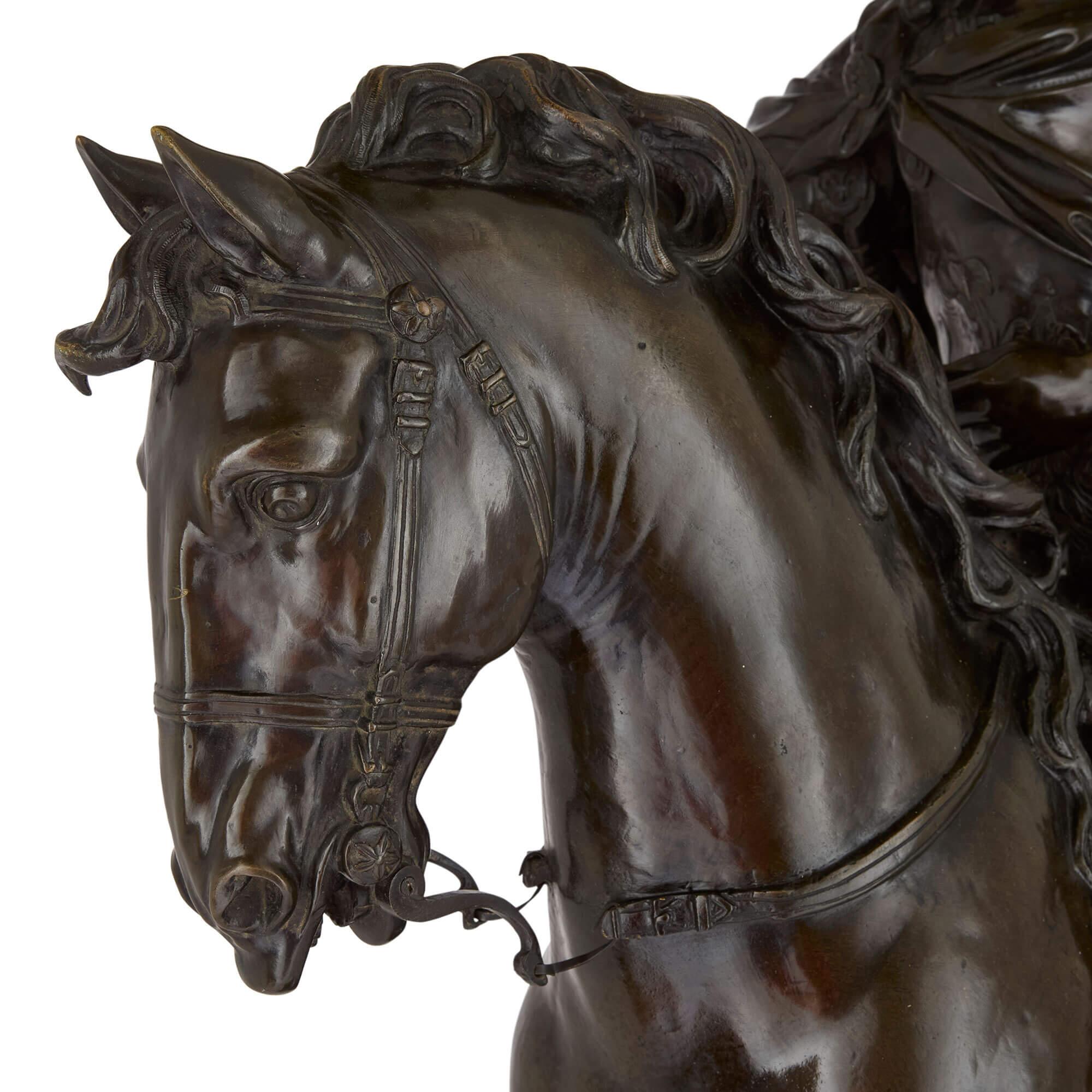 19th Century Very Large Patinated Bronze Sculpture of Louis XIV after Girardon For Sale