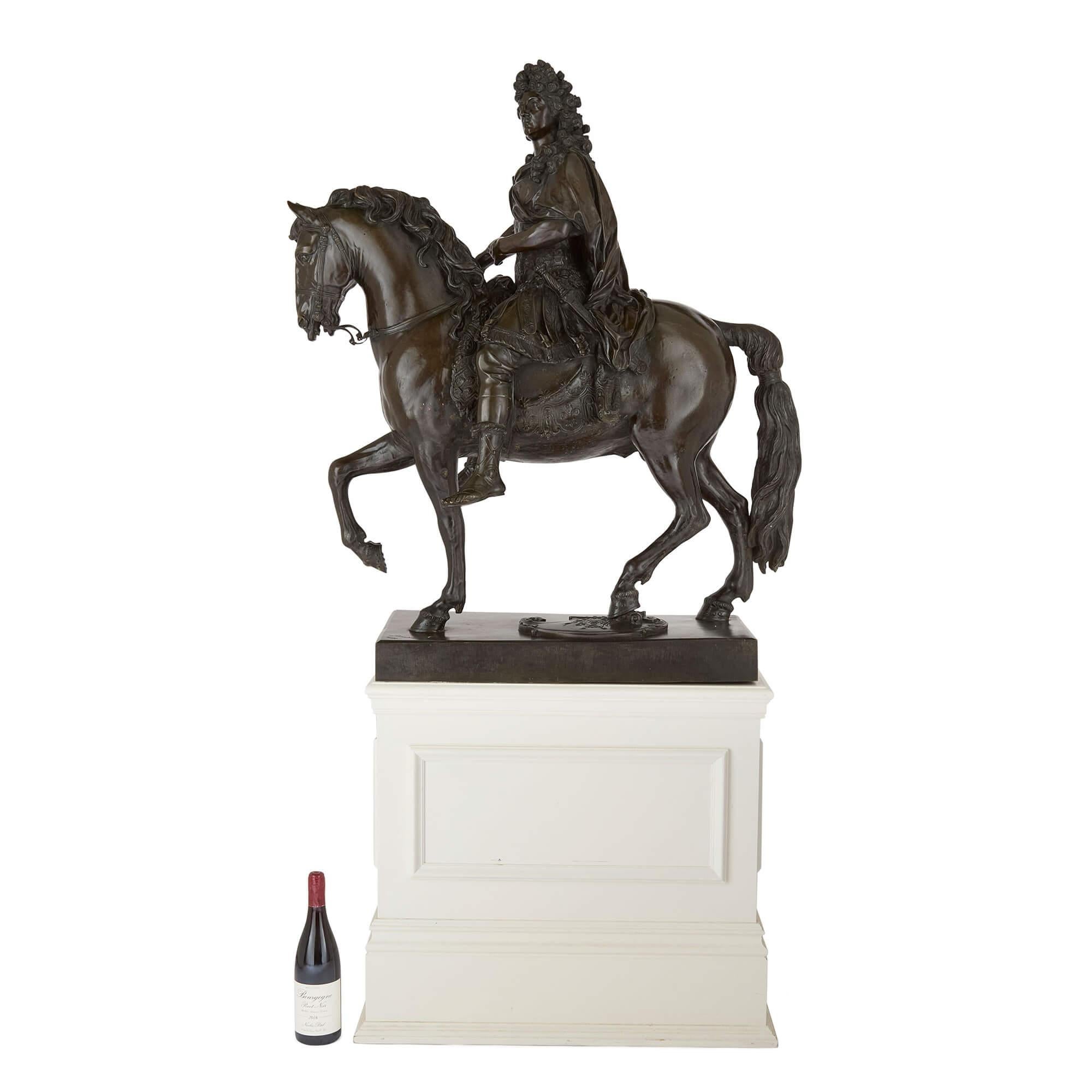 Very Large Patinated Bronze Sculpture of Louis XIV after Girardon For Sale 3