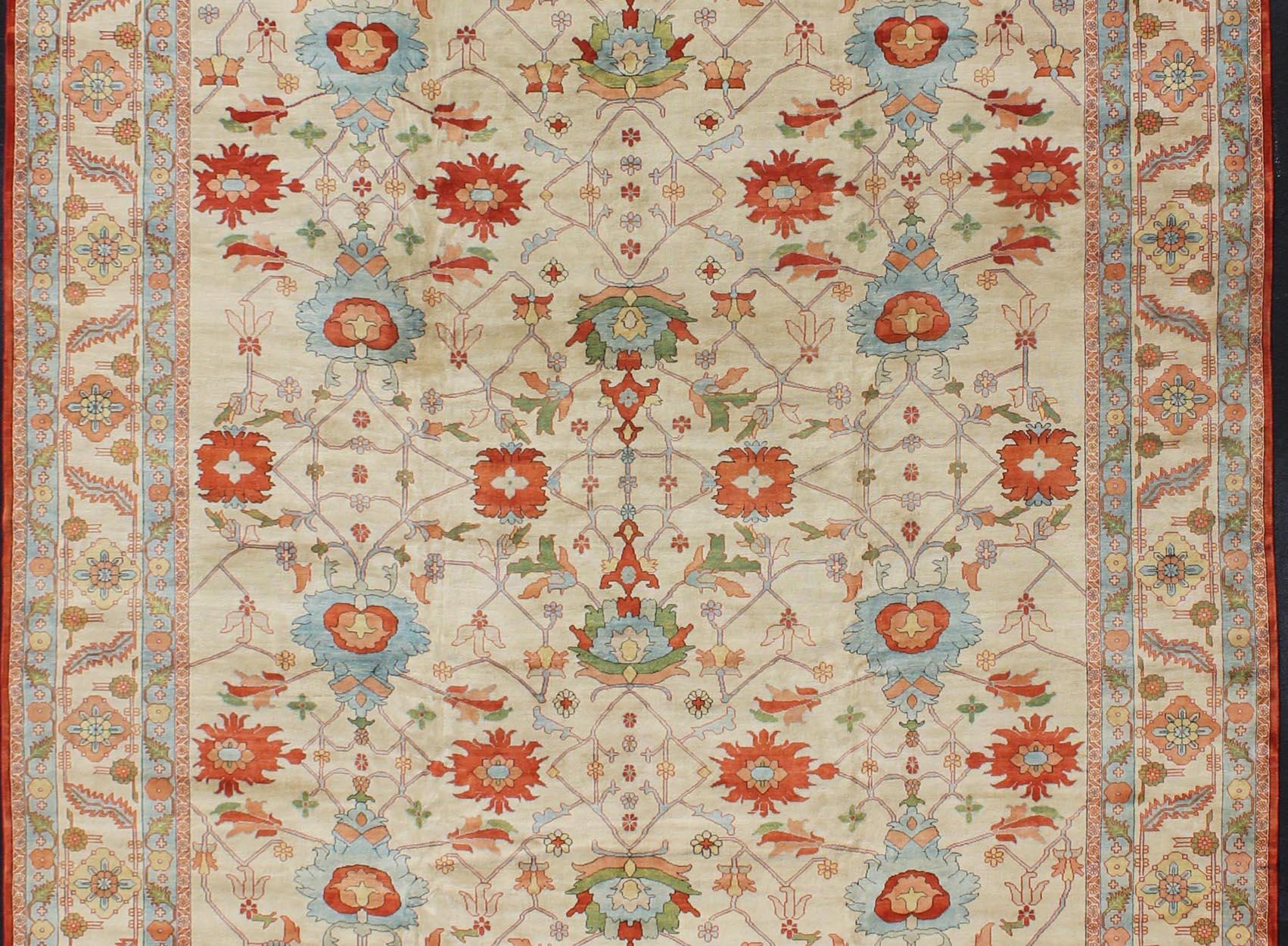 Keivan Woven Arts Sehr großer persischer Serapi-Teppich mit Allover-Muster auf elfenbeinfarbenem Hintergrund. Keivan Woven Arts Teppich KBE-EB-600241, Herkunftsland / Art: Iran / Serapi, um 1990.

Maße: 16'8 x 28'11.

Serapi-Teppiche sind als die