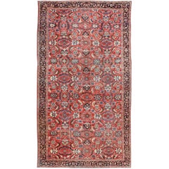 Alfombra persa muy grande Sultanabad Mahal en rojo, marrón, verde, crema y azul