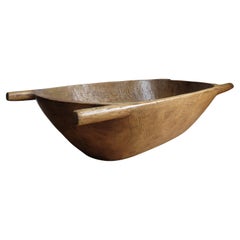 Very Large Pine Trug Wooden Rustic Bowl with Handles Wabi Sabi Style
