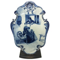 Très grande assiette hollandaise de Delft Porceleyne Fles d'après C. Bisschop, 1892