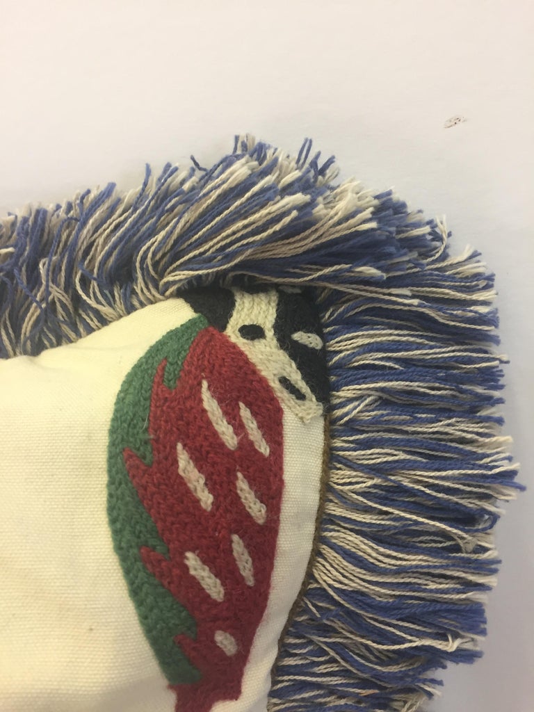 Very Large Plushly Elegant Handmade Crewelwork Pillow at 1stDibs