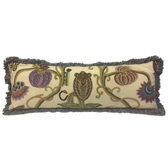 Very Large Plushly Elegant Handmade Crewelwork Pillow