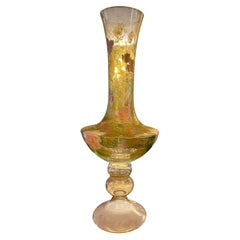 Very Large Polish Mouth-Blown Hand-Painted Glass Vase