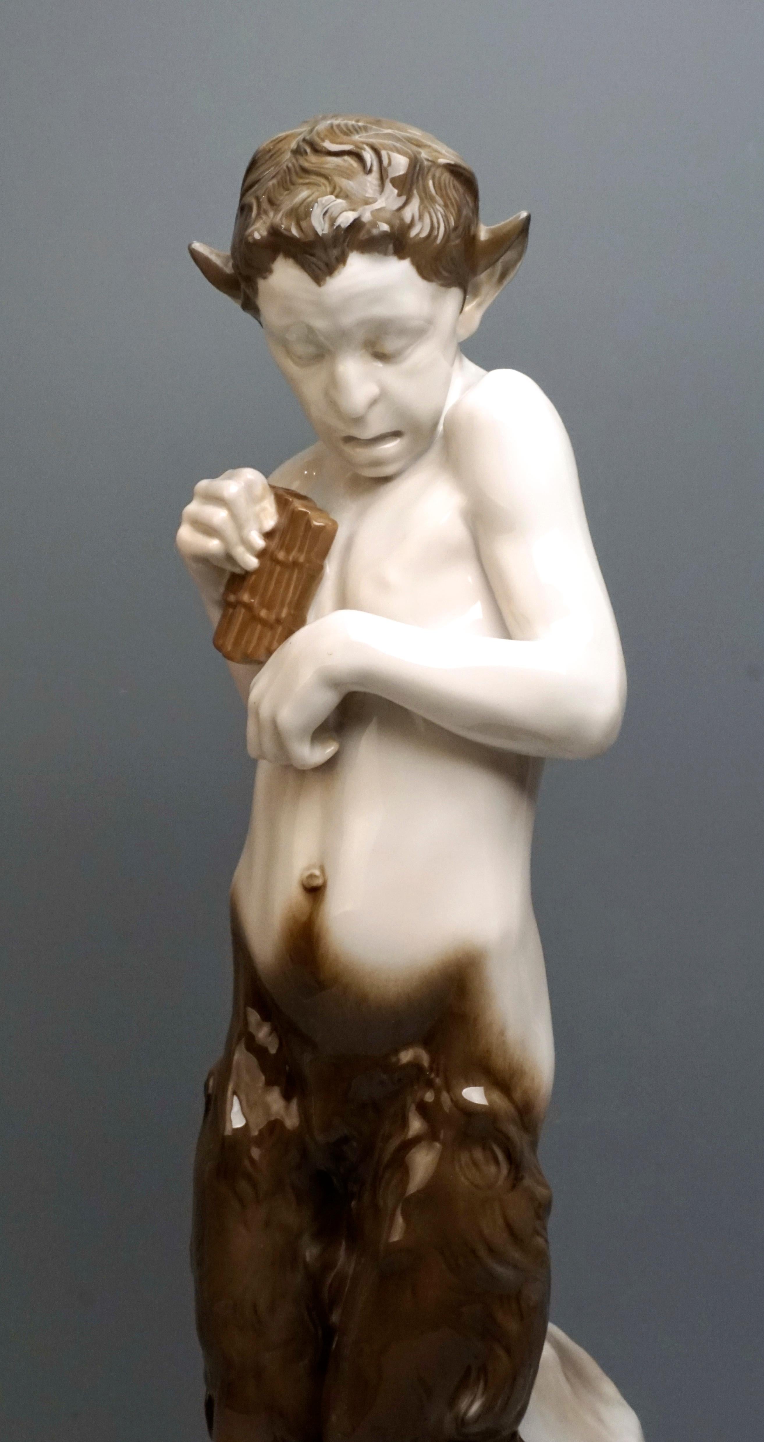 Very Large Porcelain Figure Faun with Crocodile Rosenthal Selb, Germany In Excellent Condition For Sale In Vienna, AT