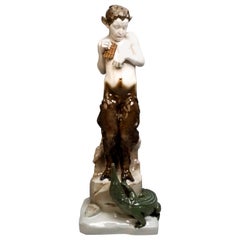 Très grande figurine de faune en porcelaine avec crocodile Rosenthal Selb, Allemagne