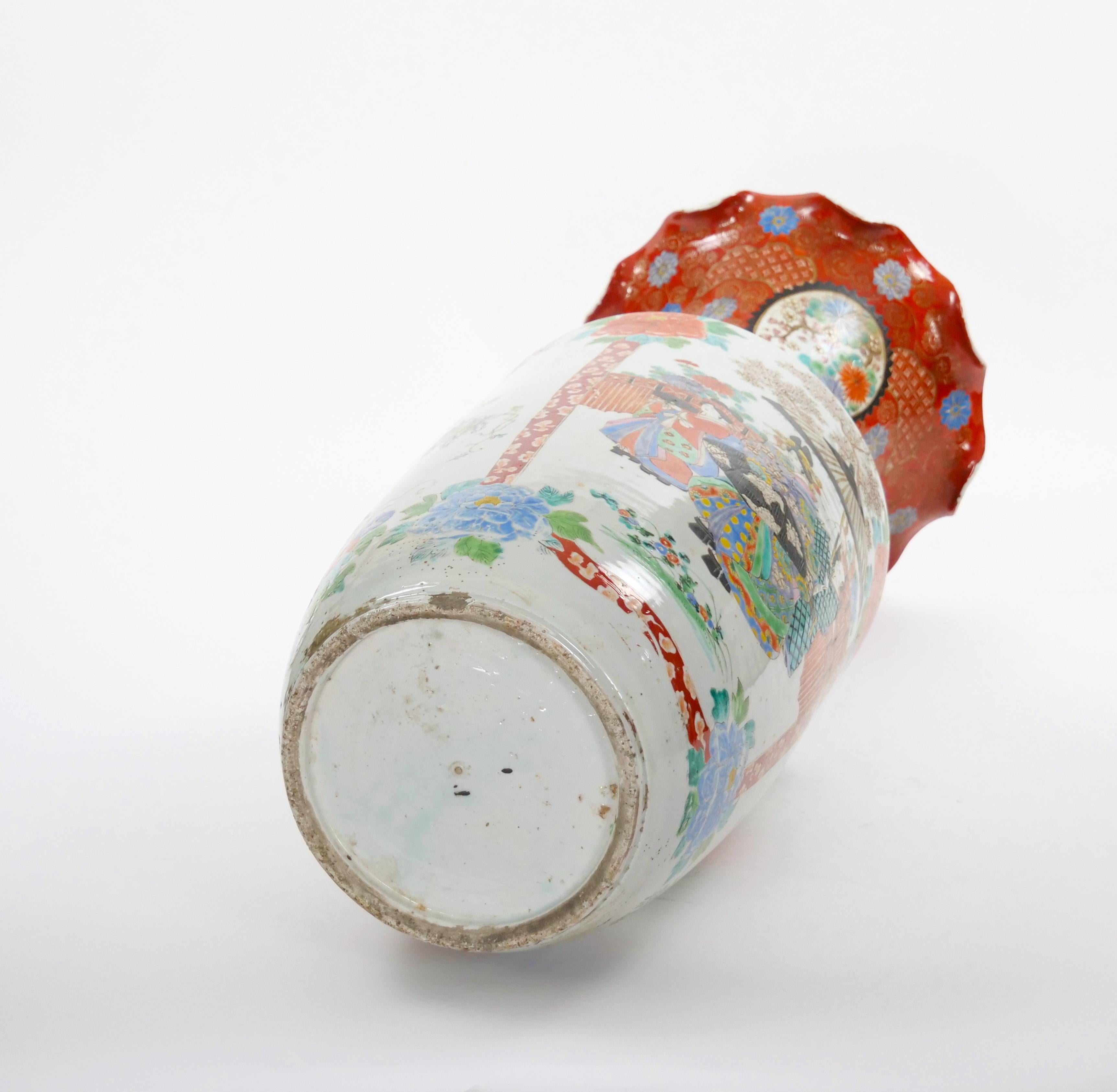 Vaso da terra giapponese in porcellana molto grande / forma di tromba smerlata in vendita 12