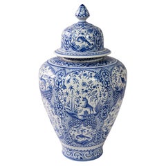 Vaso con coperchio in ceramica dipinta a mano molto grande