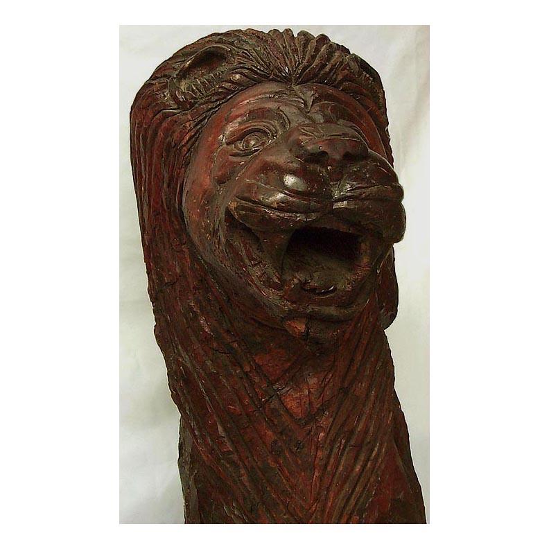 Very Large, Powerful African-American Carving of a Man and Lion For Sale 4