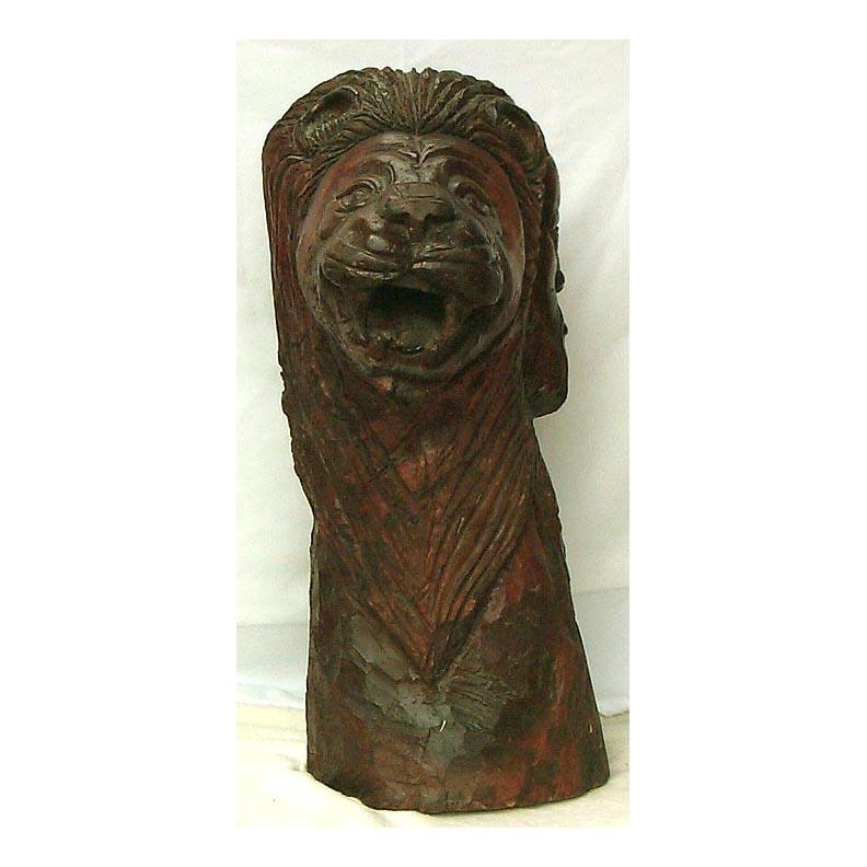 Very Large, Powerful African-American Carving of a Man and Lion For Sale 5