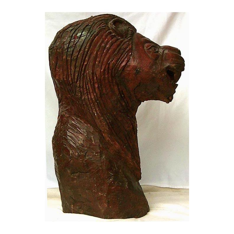 Very Large, Powerful African-American Carving of a Man and Lion For Sale 9